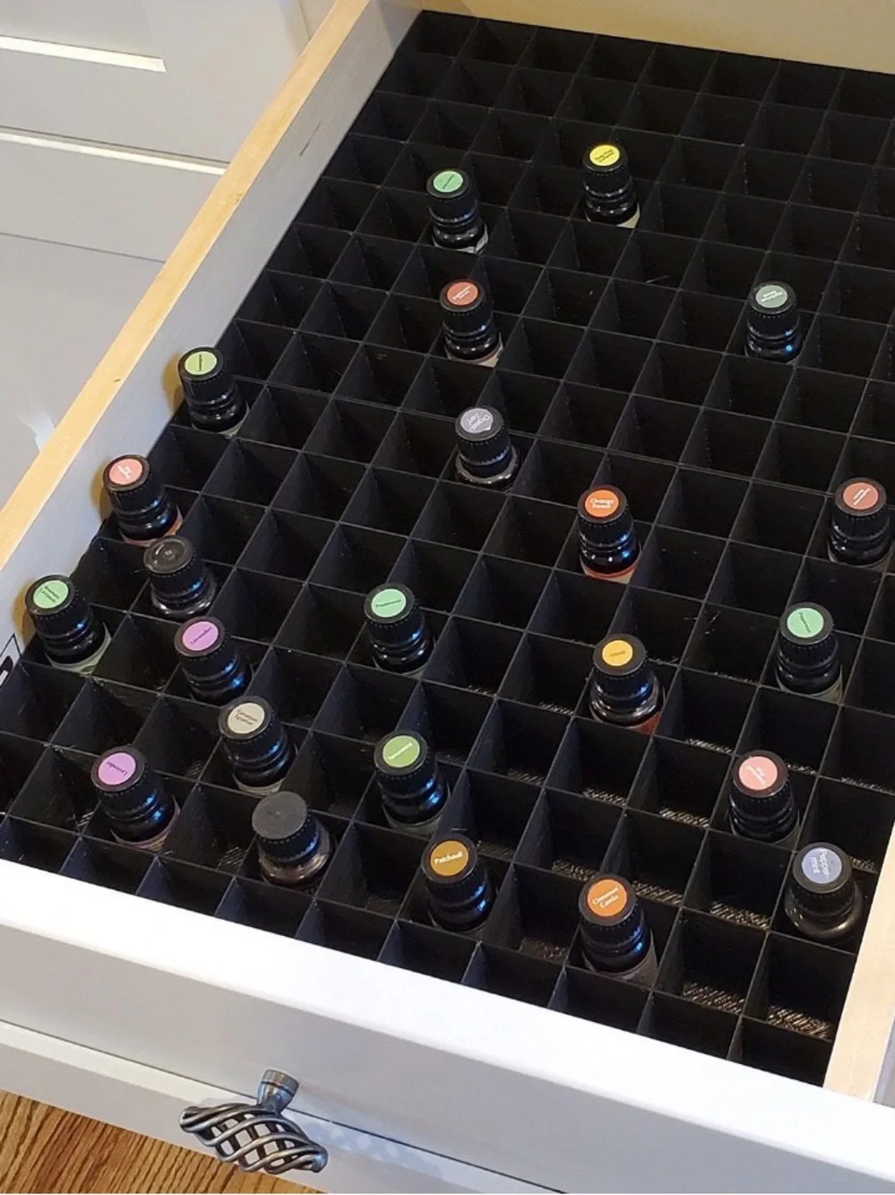 Black Essential Oil Bottle Storage Grid Organizer - room for 80 bottles